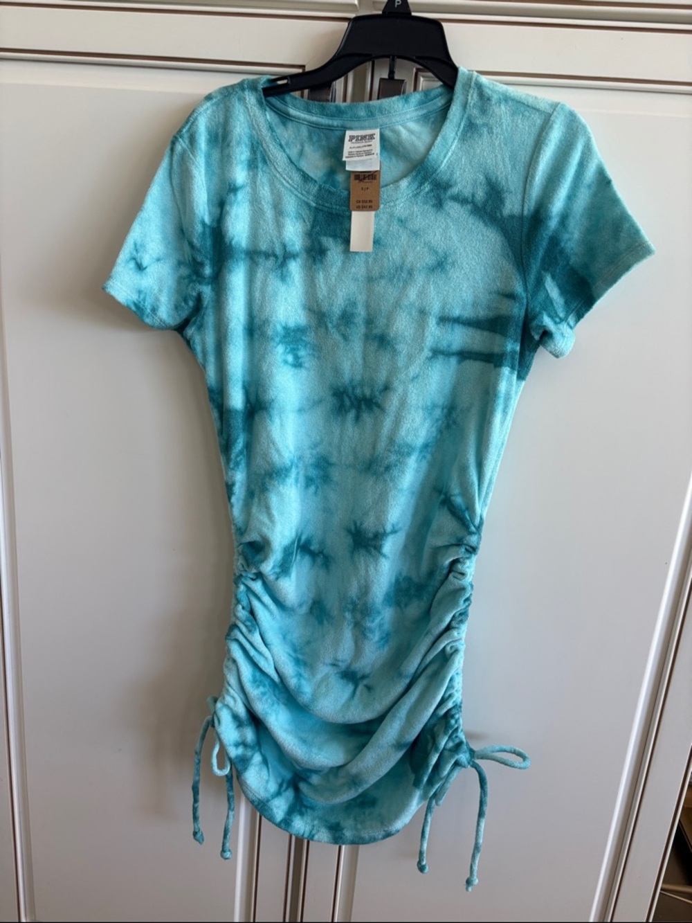 NWT PINK Victoria's Secret Teal Tie-Dye Side-Ruched Dress Sz Small